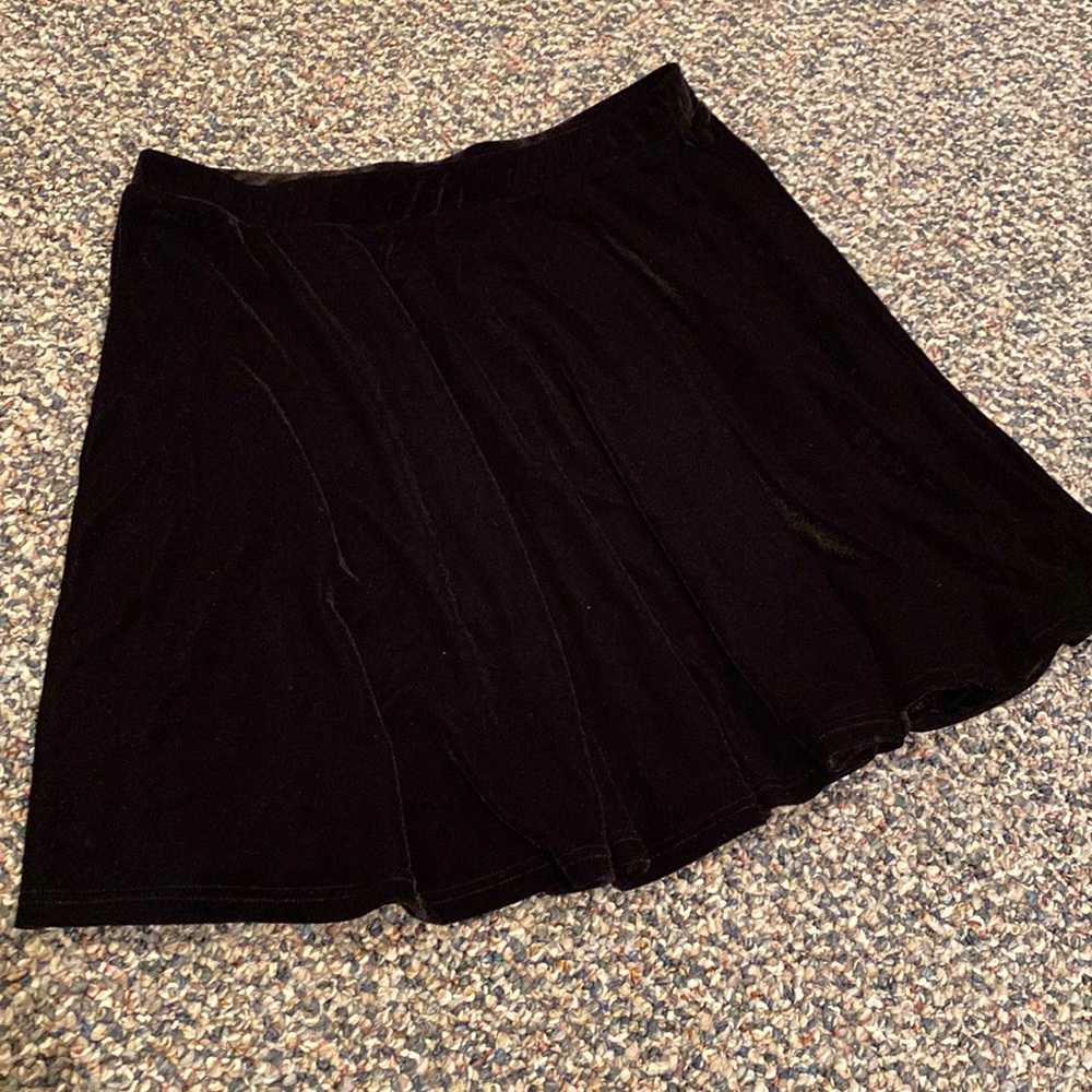 Black velvet skater skirt